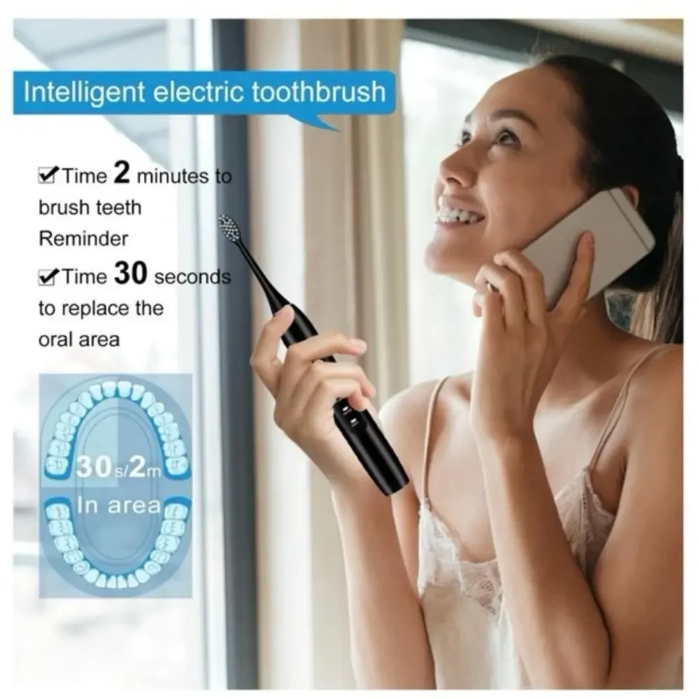 Kingheroes C2 Pro Sonic Electric Toothbrush Rechargeable 4 Modes Timer New